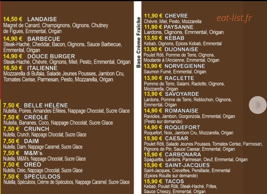 Carte et menu de La Pizz' Cénoise à Pezenas — Les pizzas