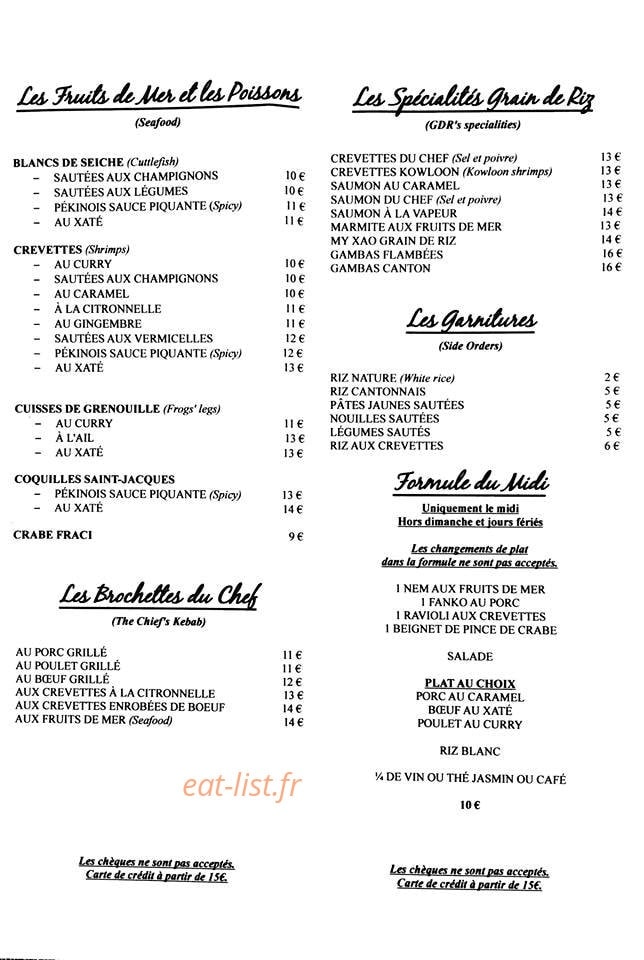 Le Grain de Riz — carte page 2