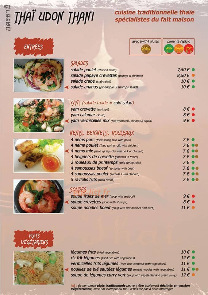 Thaï udon thani — carte page 1