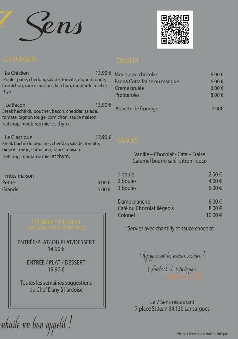 Le 7 Sens — carte page 2