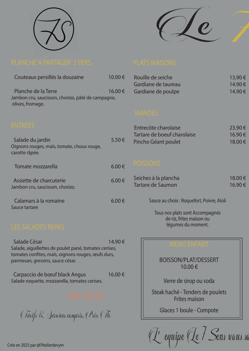Le 7 Sens — carte page 1