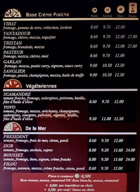 Pizzeria lou toril — carte page 3