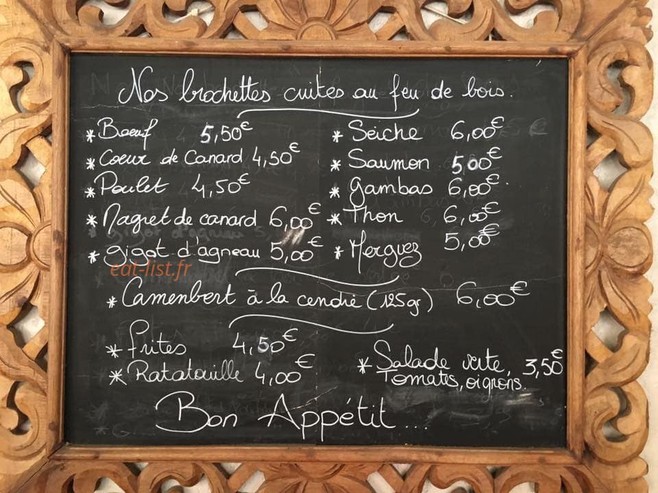 Anisette et Brochettes — carte page 1