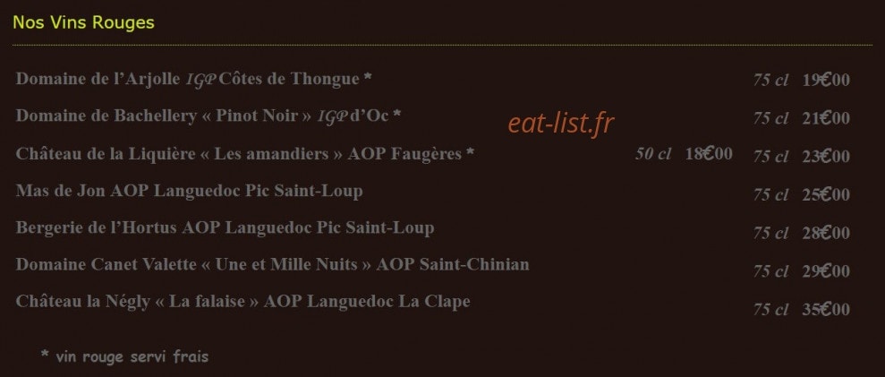 Brasserie La Traîne — carte page 4