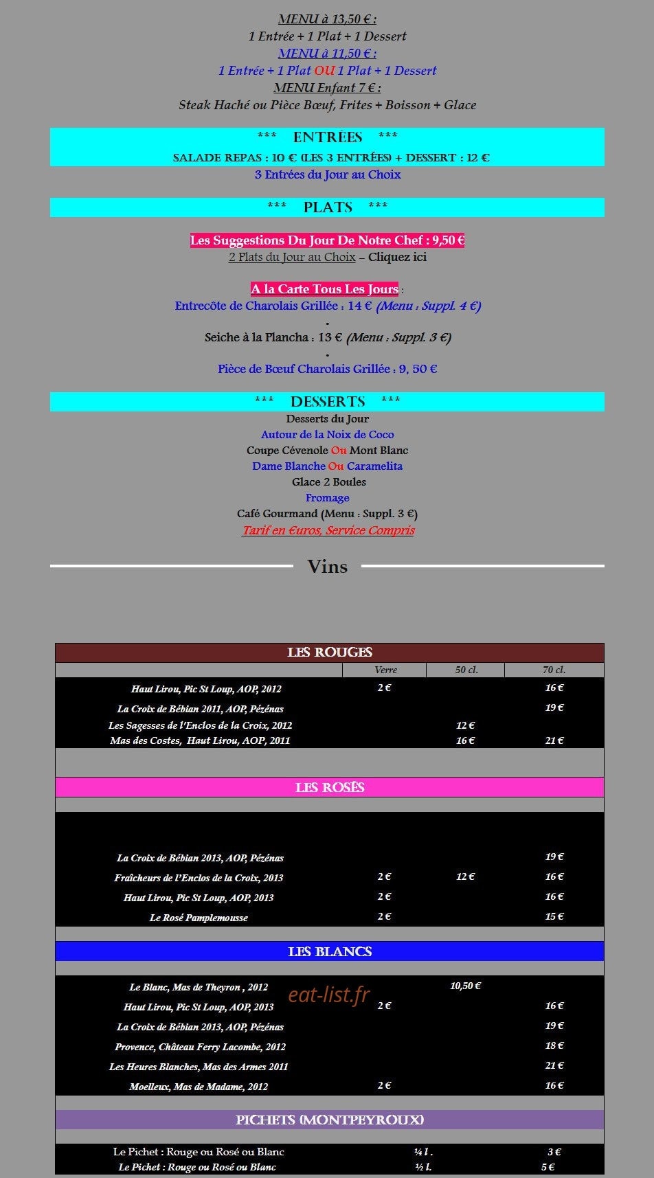 Café du Midi — carte page 1