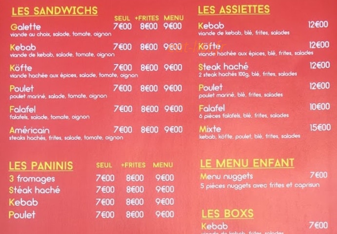 Istanbul Kebab — carte page 2