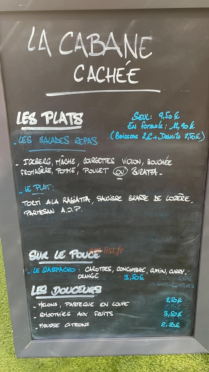 La Cabane Cachée — carte page 1