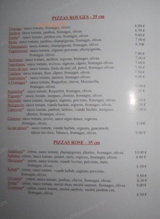 La Station Pizza — carte page 1
