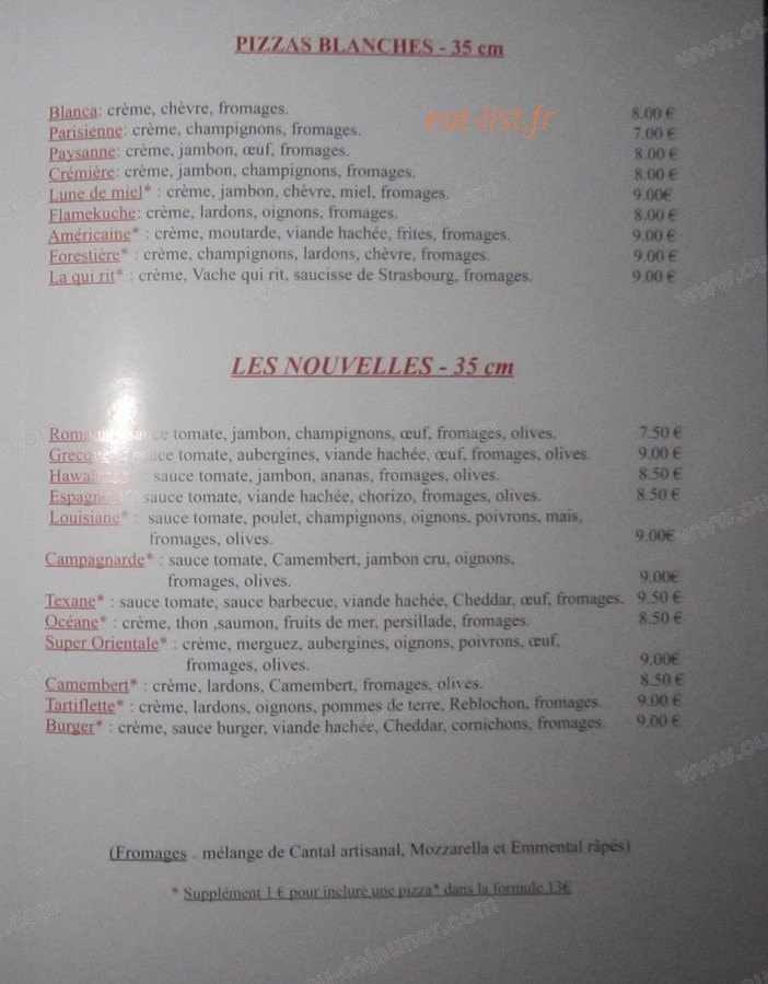 La Station Pizza — carte page 2