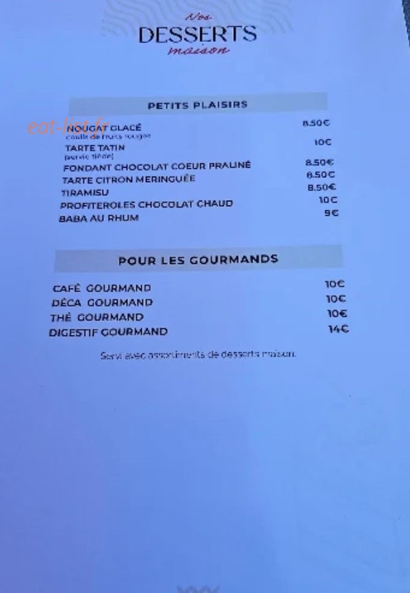 Carte et menu de Le Lamparo à Mauguio — Desserts