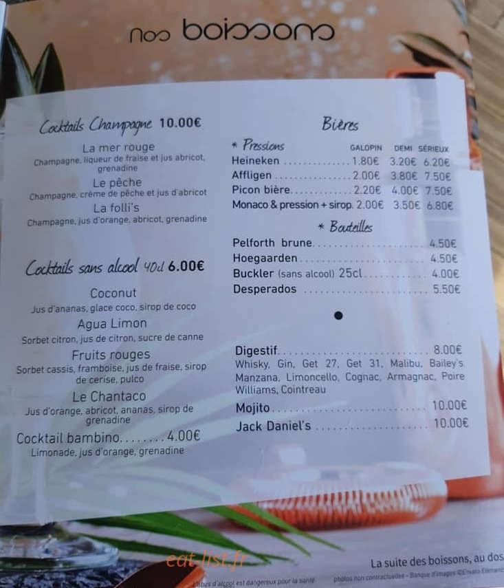 Carte et menu de Le Lamparo à Mauguio — Boissons