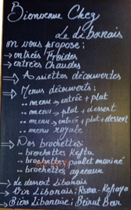 Le libanais — carte page 1