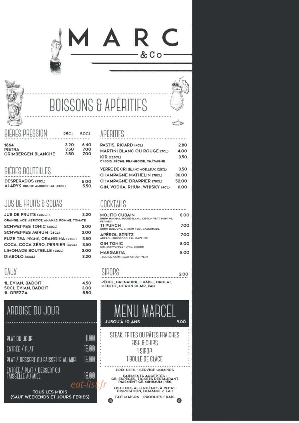 Marcel & Co — carte page 1