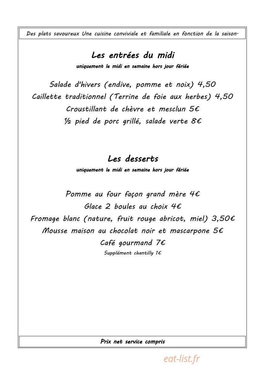 Restaurant L'insolite — carte page 5