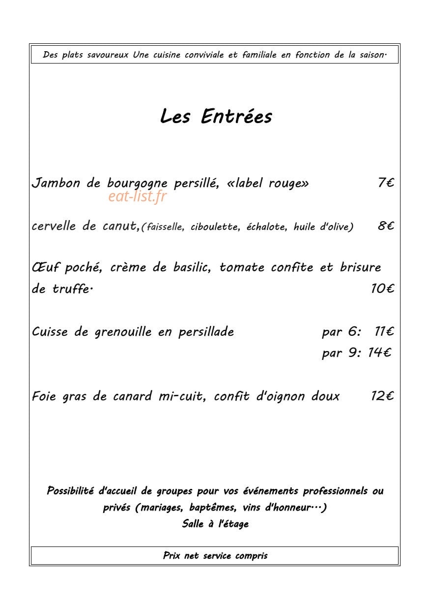 Restaurant L'insolite — carte page 1