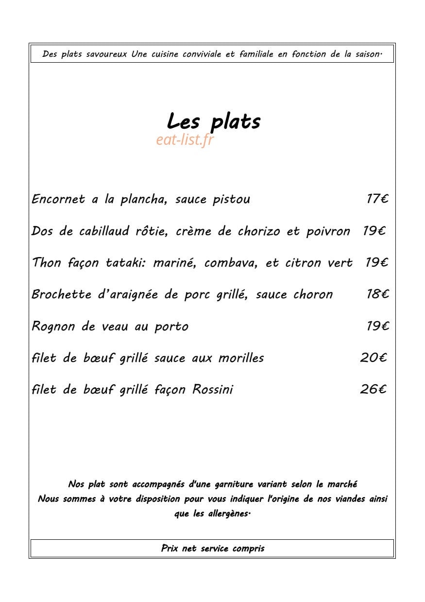 Restaurant L'insolite — carte page 2