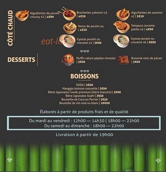 Sushi'C — carte page 1