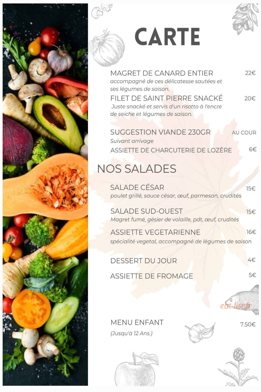Le petit bistrot — carte page 1