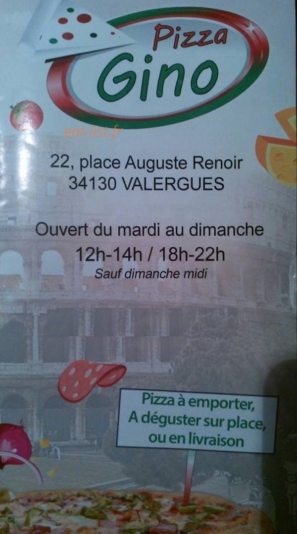 Pizza Gino — carte page 1