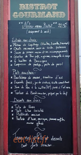 Le Bistrot Gourmand — carte page 1