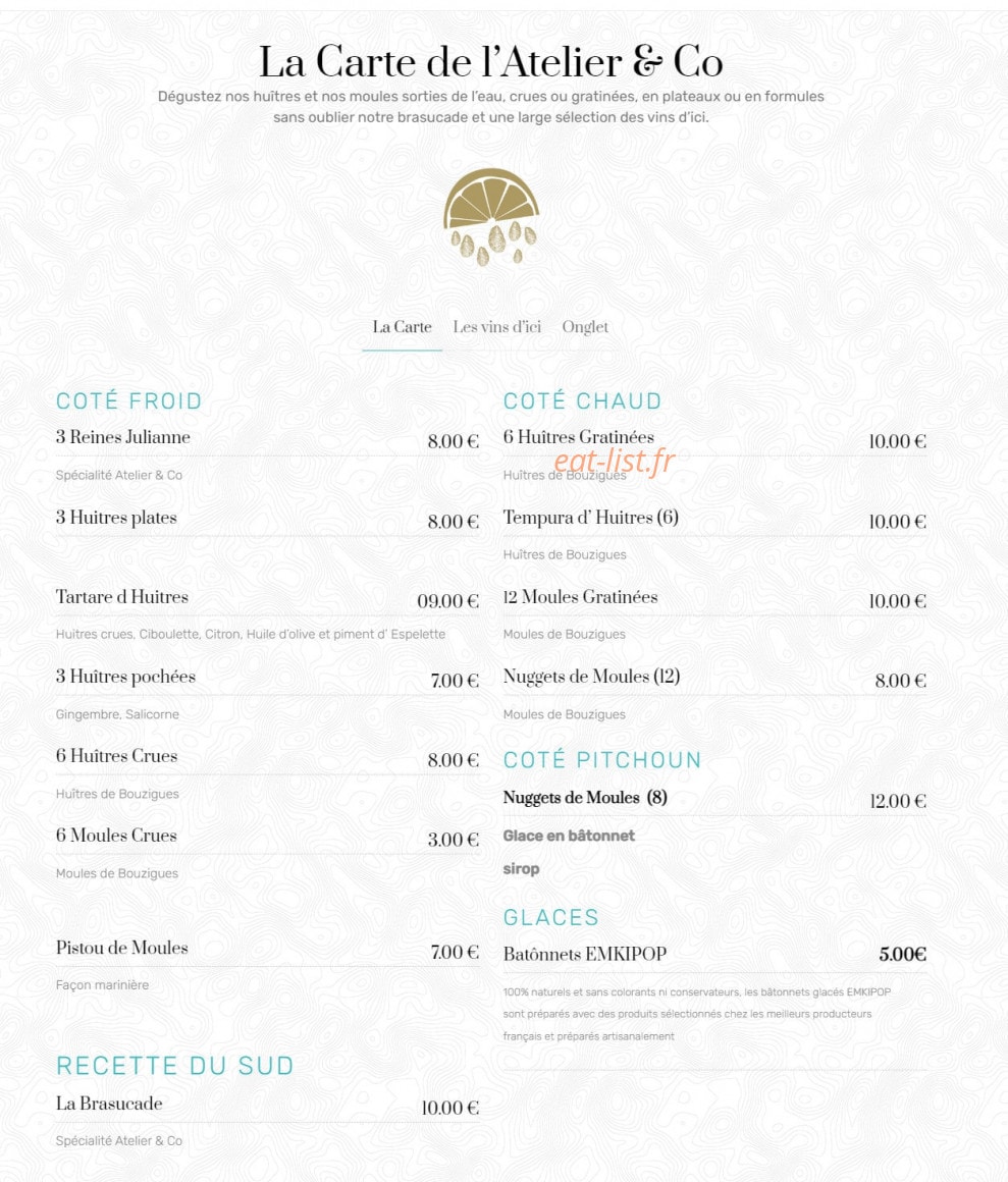 Atelier & Co — carte page 1
