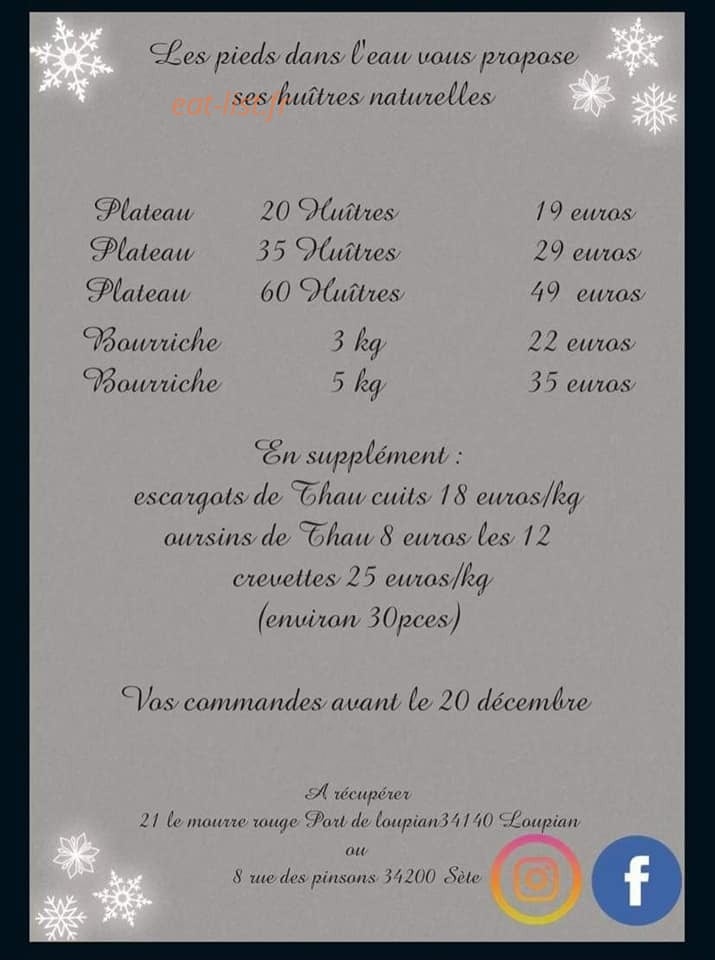 Carte et menu de Les Pieds Dans L'eau à Loupian — La carte