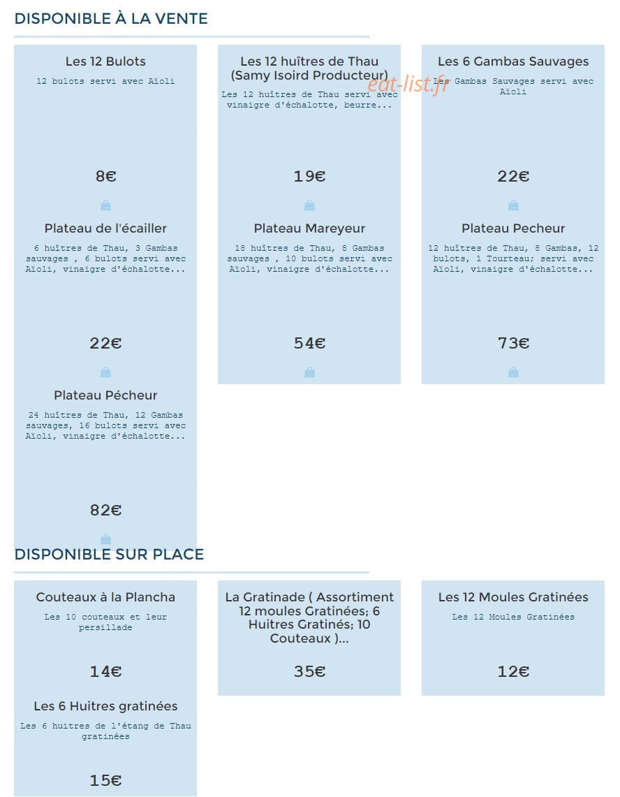 Le Bistrot del Mar — carte page 9