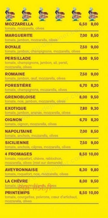 Pizzeria Du Printemps — carte page 2