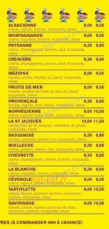 Pizzeria Du Printemps — carte page 4