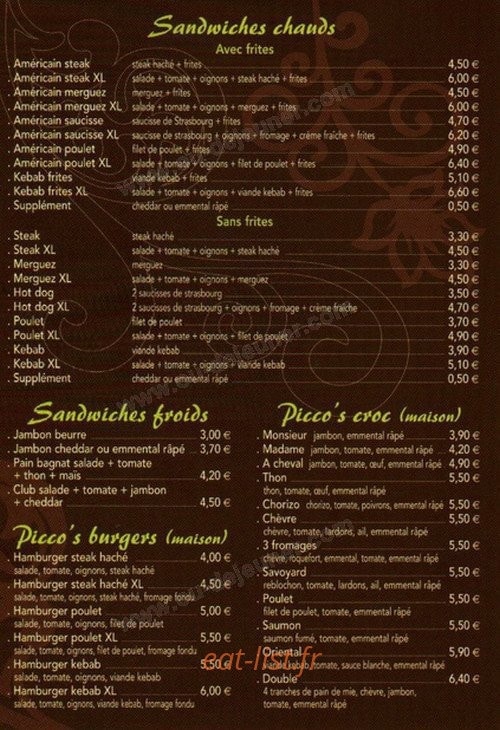 Pizzeria Piccolino — carte page 3