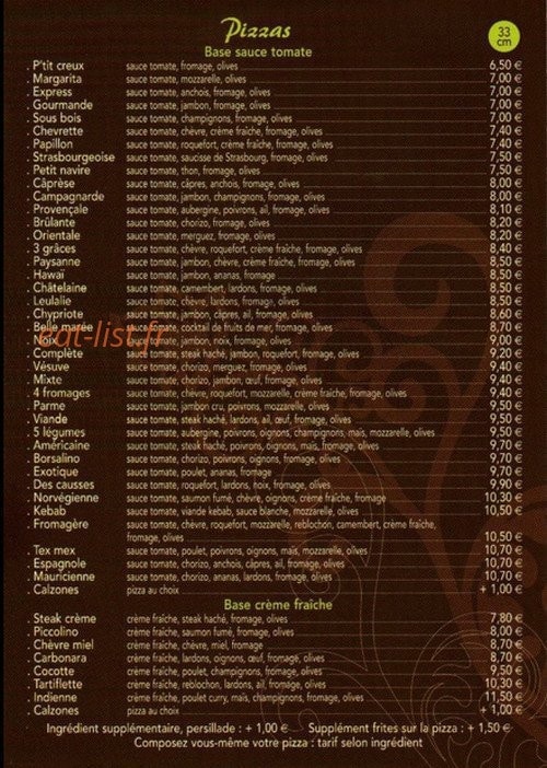 Pizzeria Piccolino — carte page 2