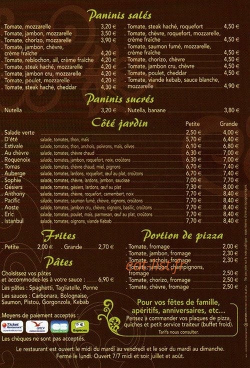 Pizzeria Piccolino — carte page 4