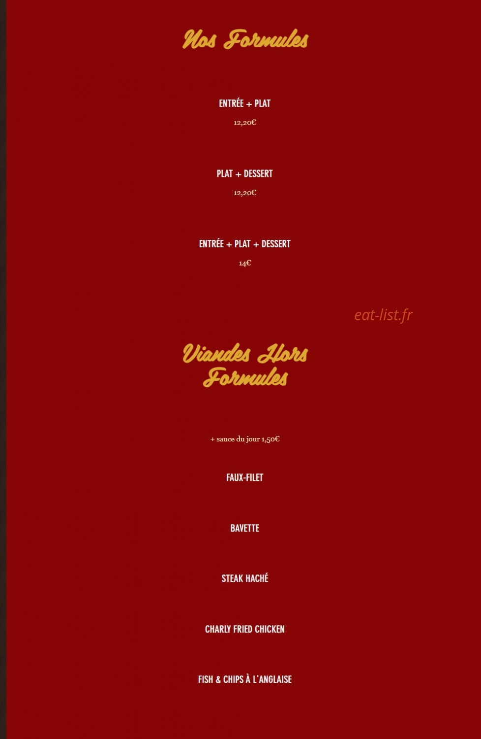 L'Ane Gourmand — carte page 1