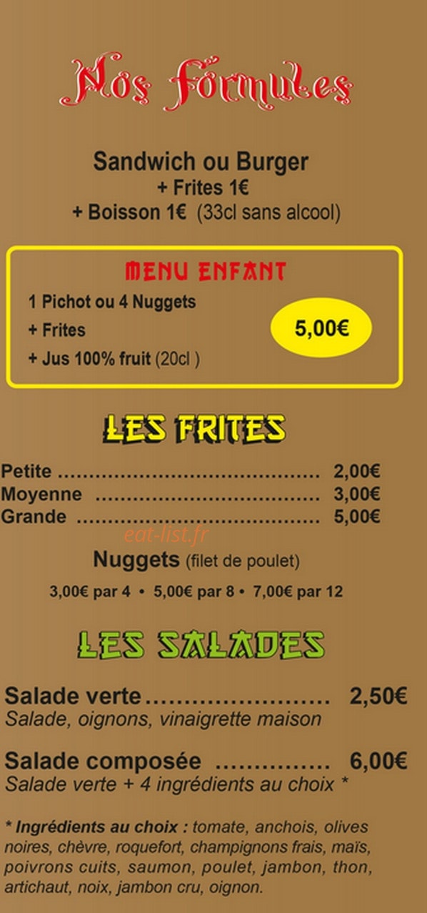 La Cabane à Pizza — carte page 4