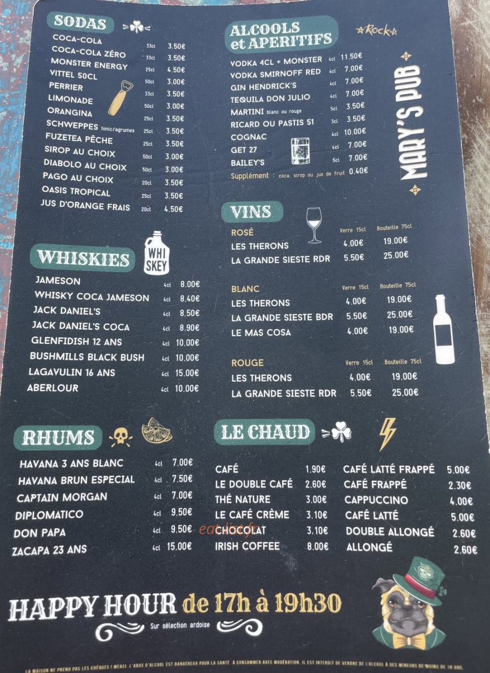 Mary's Pub — carte page 2