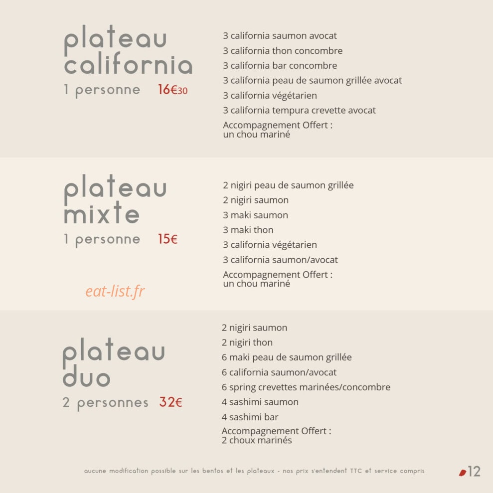 Carte et menu de Sushi by Les Caves Gourmandes à Gignac — Les plateau california, plateau mixte, ...
