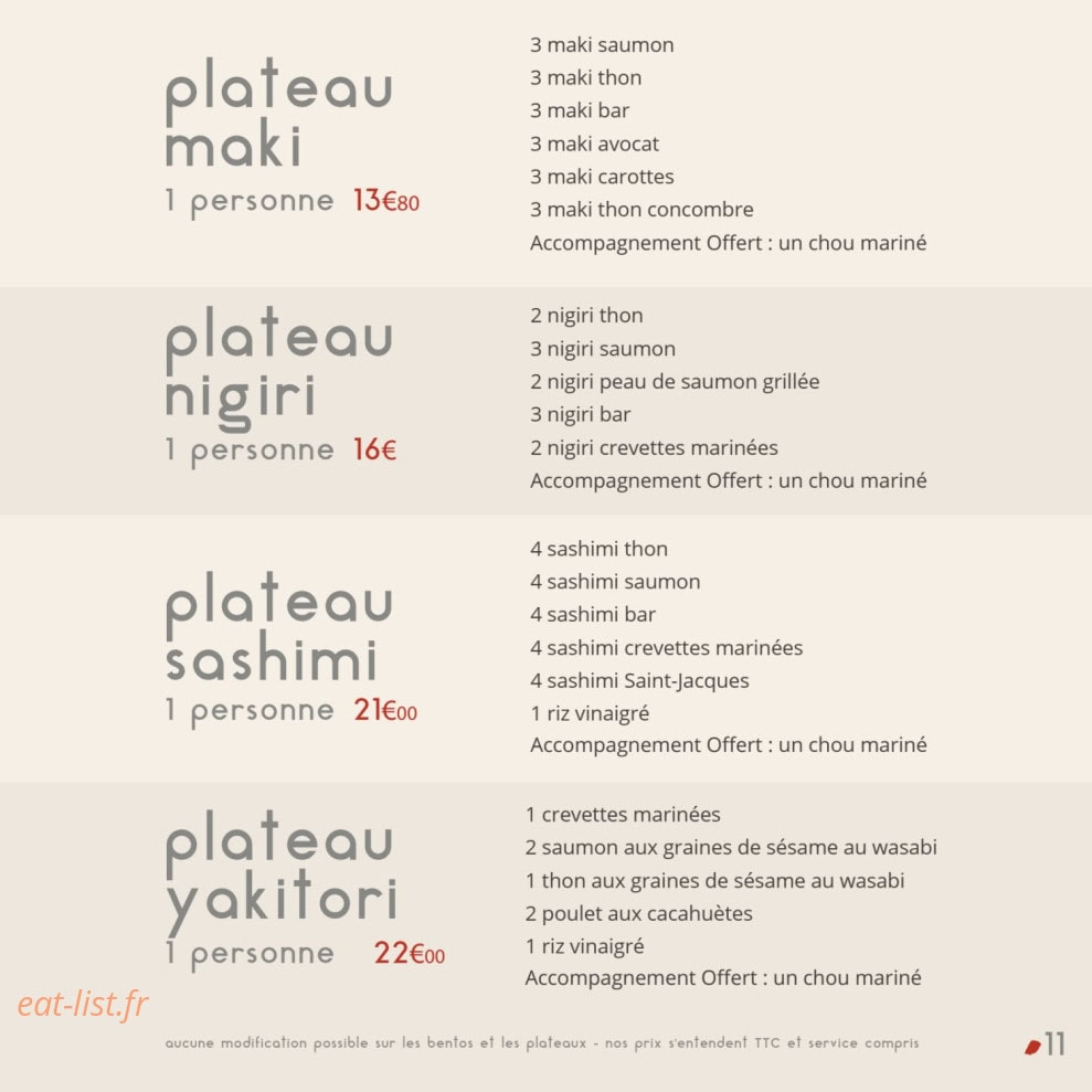 Carte et menu de Sushi by Les Caves Gourmandes à Gignac — Les plateau maki, plateau nigiri, ...
