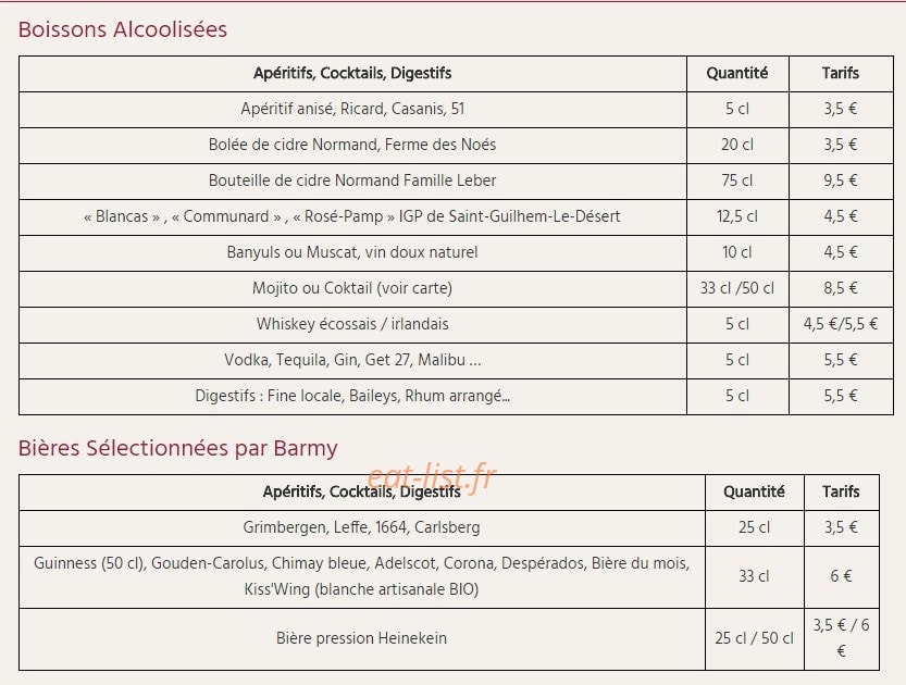 Chez Barmy — carte page 3