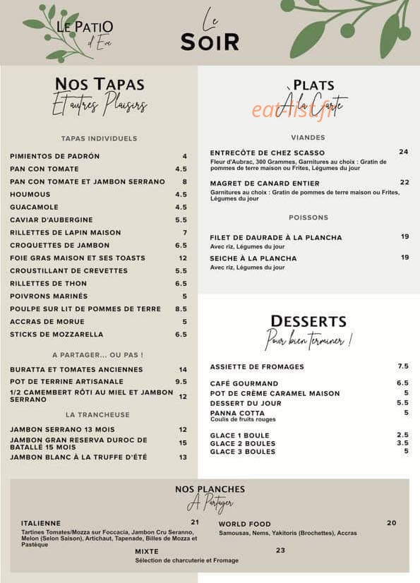Le Patio D'Eve — carte page 2