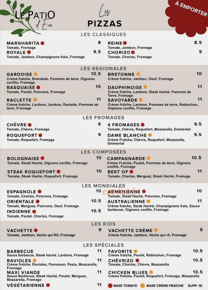 Le Patio D'Eve — carte page 1