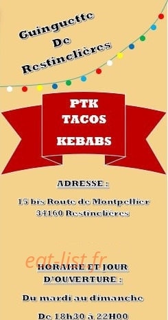 Ptk tacos — carte page 1