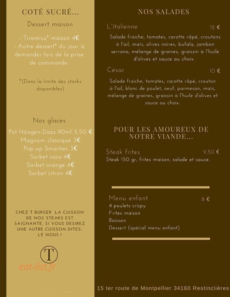 T burger — carte page 2
