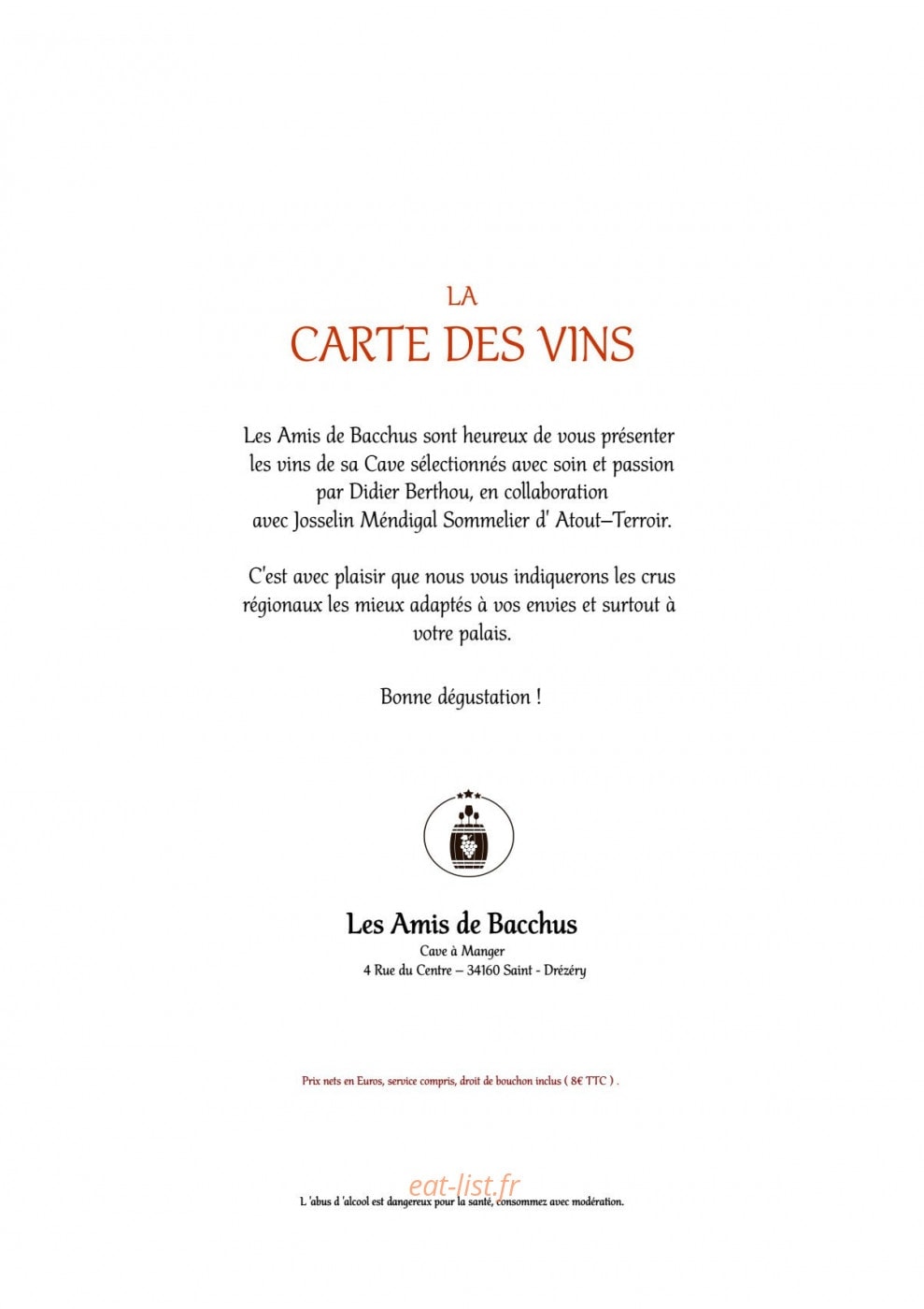 Les Amis de Bacchus — carte page 3