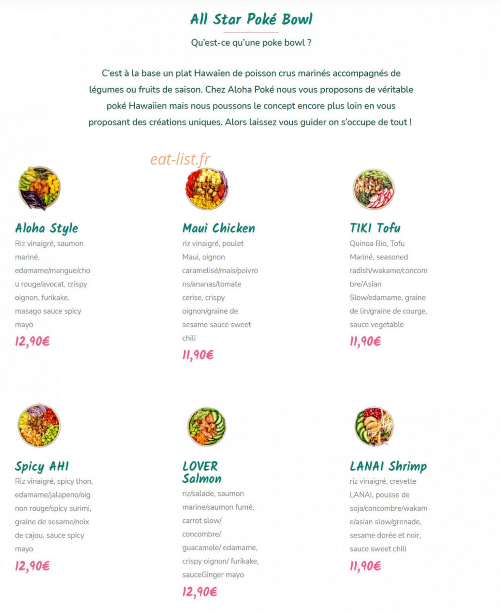 Aloha Poké — carte page 1
