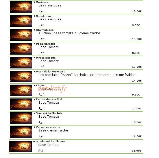 Carte et menu de Au Mazet de Grand Mémé à Castelnau le Lez — Les pizzas suite