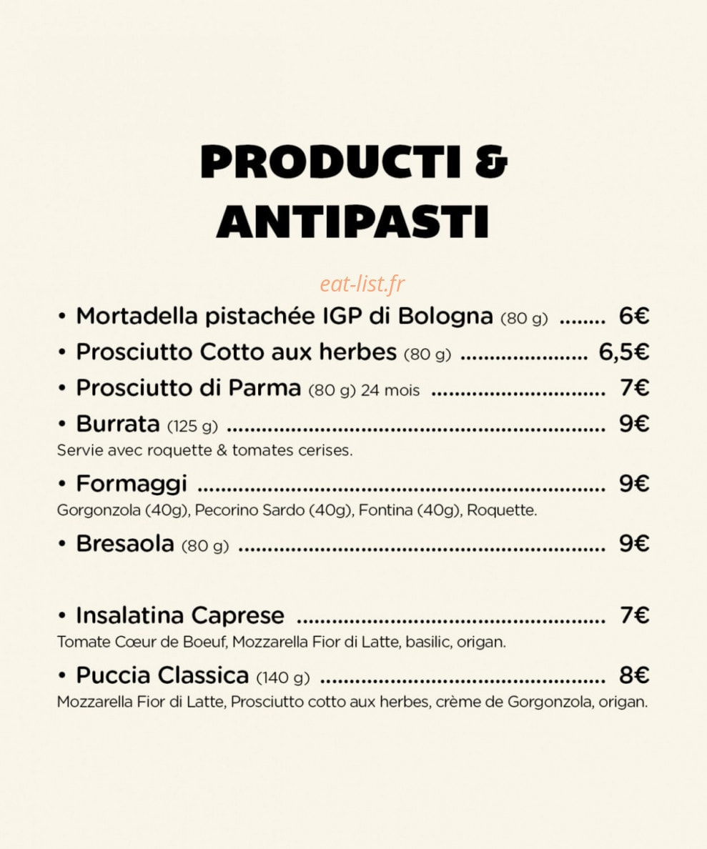 Carte et menu de Bari Famiglie à Castelnau le Lez — Antipasti