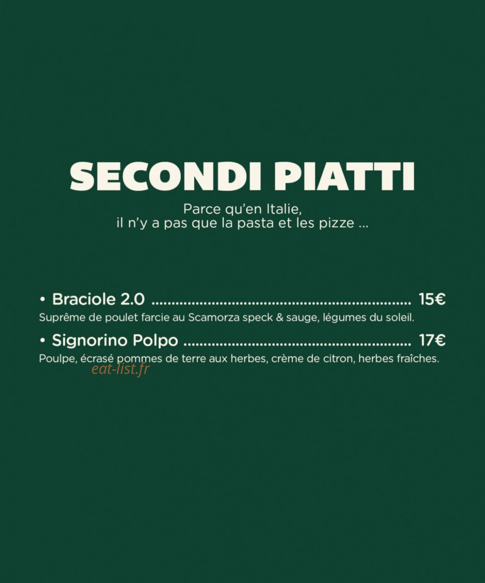 Carte et menu de Bari Famiglie à Castelnau le Lez — Plats