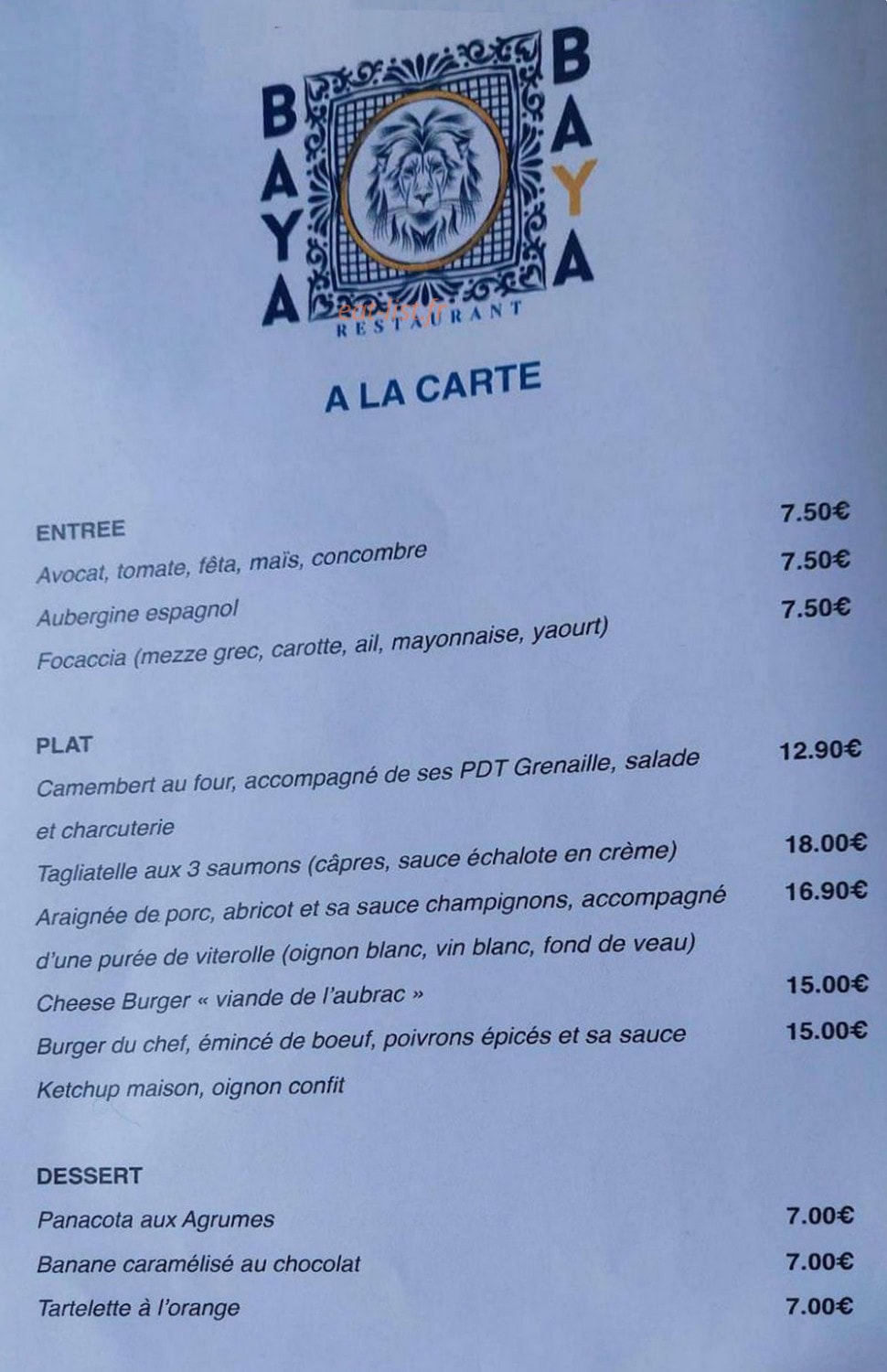 Baya — carte page 1
