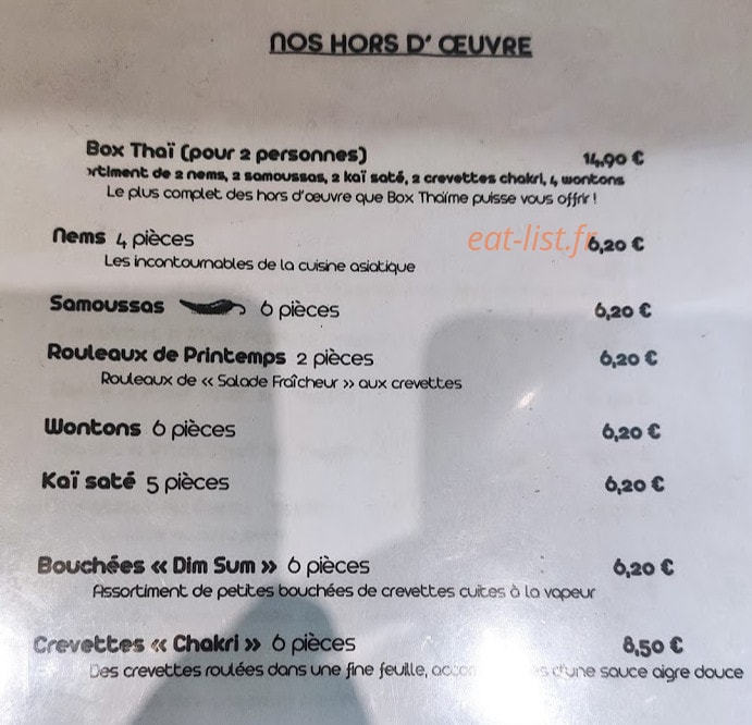 Box Thaïme — carte page 1