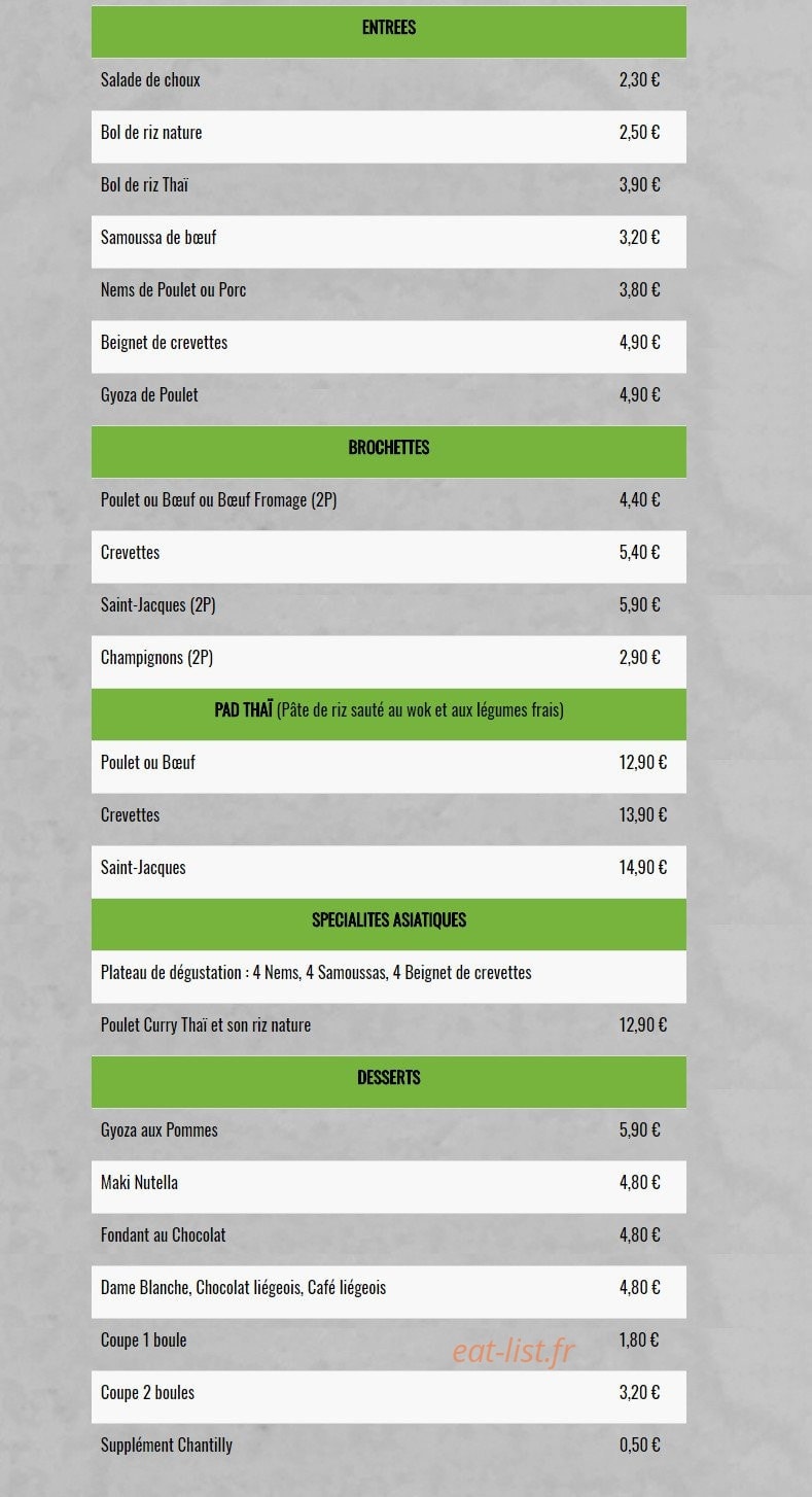 Casamance Thai — carte page 1